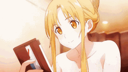 Serious Asuna Reading Texts GIF