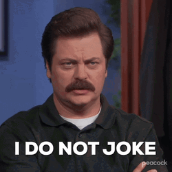 Serious Ron Swanson No Joke Furrowed Brows GIF