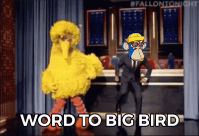 Sesame Street Big Bird And Monkey Dancing Word To Big Bird GIF