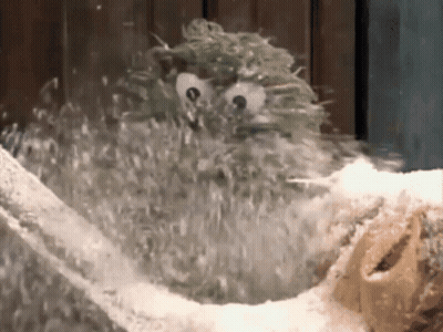 Sesame Street Character Covered In Foam GIF