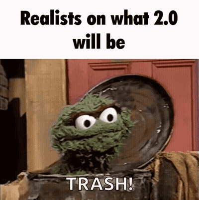 Sesame Street Character In Trash Can Saying Realists On What 2.0 Will Be Trash GIF