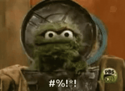 Sesame Street Character In Trash Can Saying # % ! * ! GIF