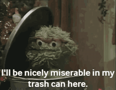 Sesame Street Character Nicely Miserable In My Trash Can GIF