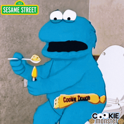 Sesame Street Cookie Monster Sitting On A Toilet GIF