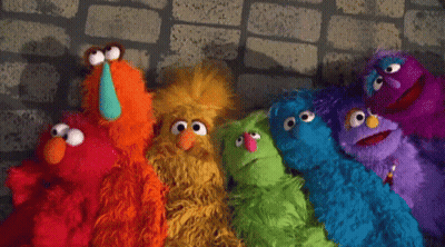 Sesame Street Puppets Standing Together GIF