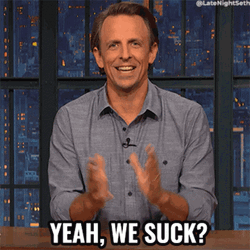 Seth Mayers We Suck Clapping GIF