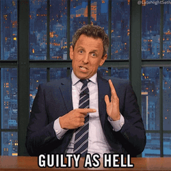 Seth Myers Shouting Guilty As Hell  GIF