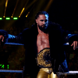 Seth Rollins Wearing His Winning Belt GIF