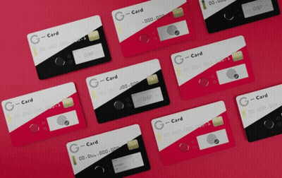 Several G Card Cards On A Red Background GIF