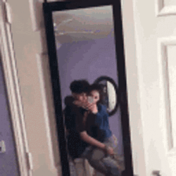 Sexy Couple Mirror Selfie Hug  GIF