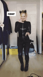 Sexy Girl In Leather Attire Rawr GIF