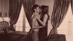 Sexy Kissing Pushed In Bed GIF