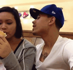 Sexy Kissing Turns To Food GIF