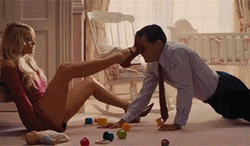 Sexy Margot Robbie Teasing Leonardo DiCaprio GIF