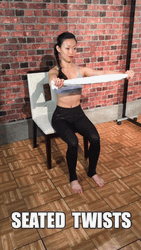 Sexy Workout Seated Twists Arm Stretch GIF