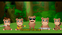 Shabbat Shalom Four Little Monkey Singing GIF