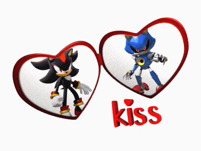 Shadow And Metal Sonic In Heart Kiss GIF