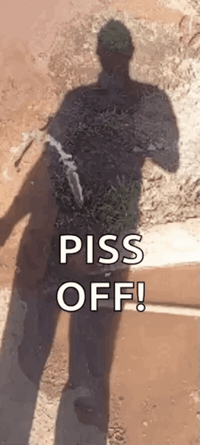 Shadow Of Man In Front Of Wall Saying Piss Off GIF