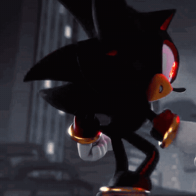 Shadow The Hedgehog From The Video Game Sonic The Hedgehog Is Standing In A Dark Room GIF