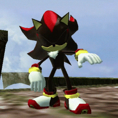 Shadow The Hedgehog From The Video Game Sonic The Hedgehog Is Standing On A Rocky Surface . GIF