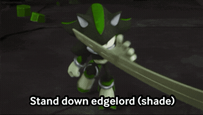 Shadow The Hedgehog Holding Sword Says Stand Down Edgelord Shade GIF