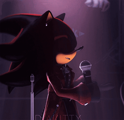 Shadow The Hedgehog Is Holding A Microphone And Pointing At It GIF