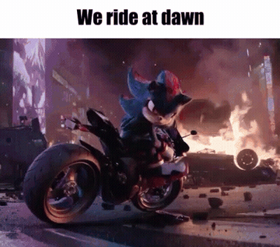 Shadow The Hedgehog Is Riding A Motorcycle In A City . GIF