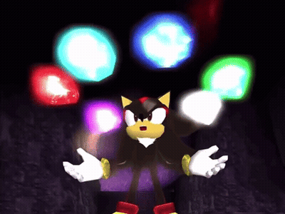 Shadow The Hedgehog Surrounded By Glowing Spheres GIF