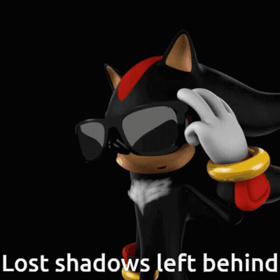 Shadow The Hedgehog Wearing Sunglasses With The Words Lost Shadows Left Behind Behind Him GIF