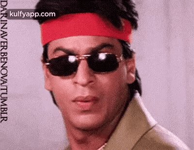 Shah Rukh Khan In Sunglasses And Red Headband GIF