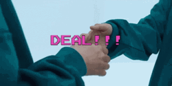 Shaking Hands Deal Pink Text GIF