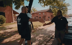Shaking Hands Friends At Car Parking Area GIF