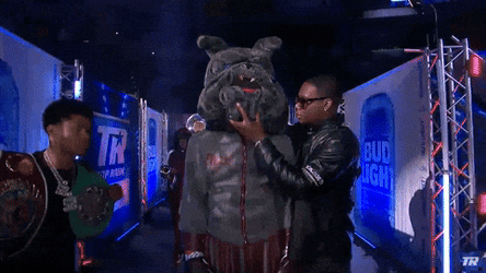 Shakur Stevenson Holding Jared Anderson Belts GIF
