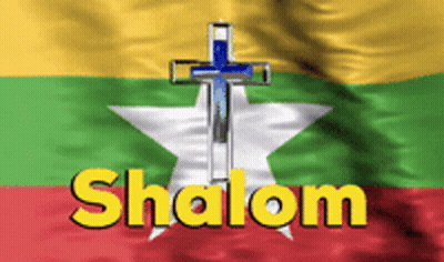 Shalom Flag With Cross GIF