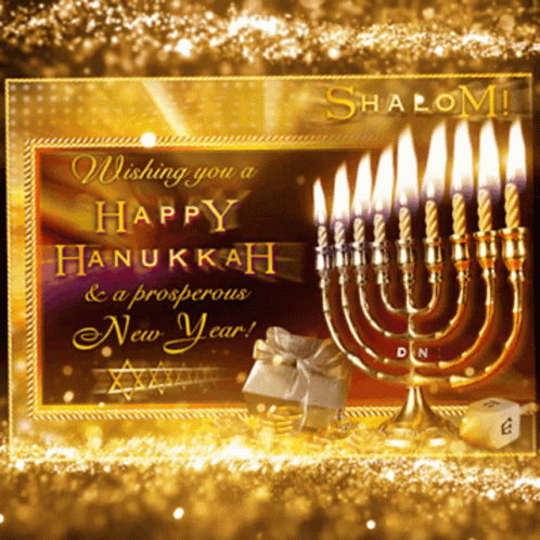 Shalom Greeting Card Happy Hanukkah Prosperous New Year GIF