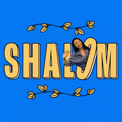 Shalom On Blue Background With Woman GIF