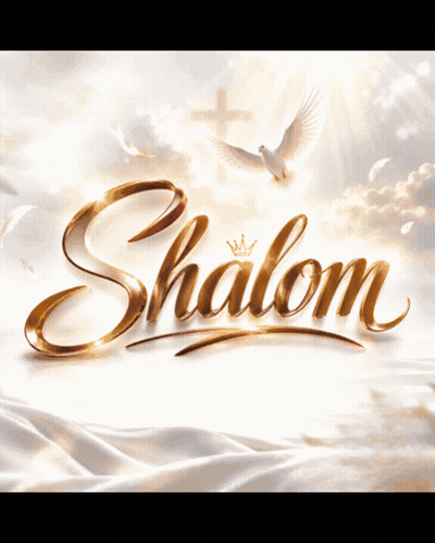 Shalom On White Cloth With Cross GIF