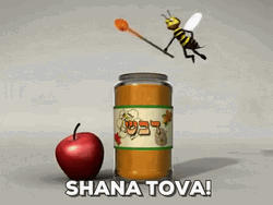 Shana Tova Bee Chasing Apple GIF