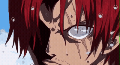 Shanks From One Piece Close Up Red Hair Blue Eyes GIF