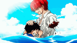 Shanks Lost Arm One Piece Luffy Crying  GIF