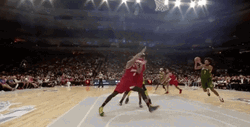 Shaq Dunking Jump Scored GIF