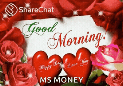 ShareChat Greeting Card With Red Hearts And Roses GIF