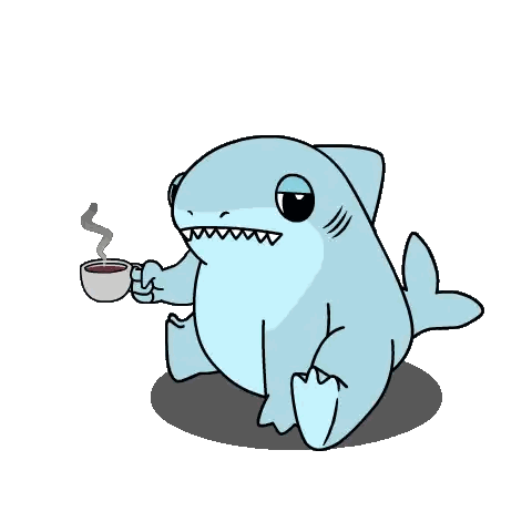 Shark Holding Coffee Cup Sticker