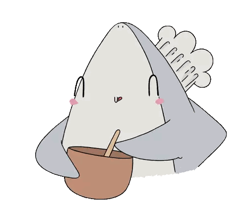 Shark Holding Cup With Spoon Sticker