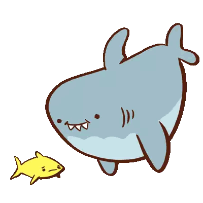 Shark Holding Heart Next To Small Fish Sticker