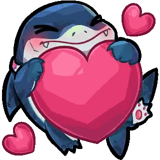 Shark Holding Large Pink Heart Sticker