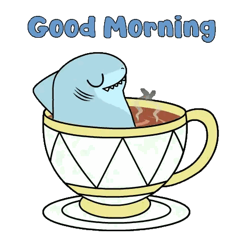 Shark In Coffee Cup Good Morning Sticker