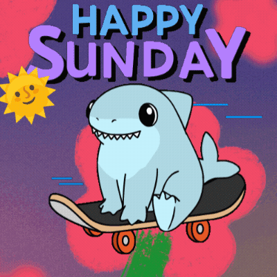 Shark On Skateboard Happy Sunday GIF