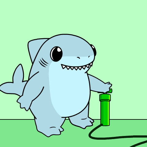 Shark Pumping Green Object Saying Pump It GIF