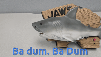 Shark Statue With Jaws Ba Dum Ba Dum GIF